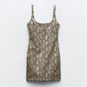 NWT ZARA FAUX LEATHER SNAKESKIN PRINT DRESS